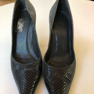 Stuart Weitzman faux snake skin heels.